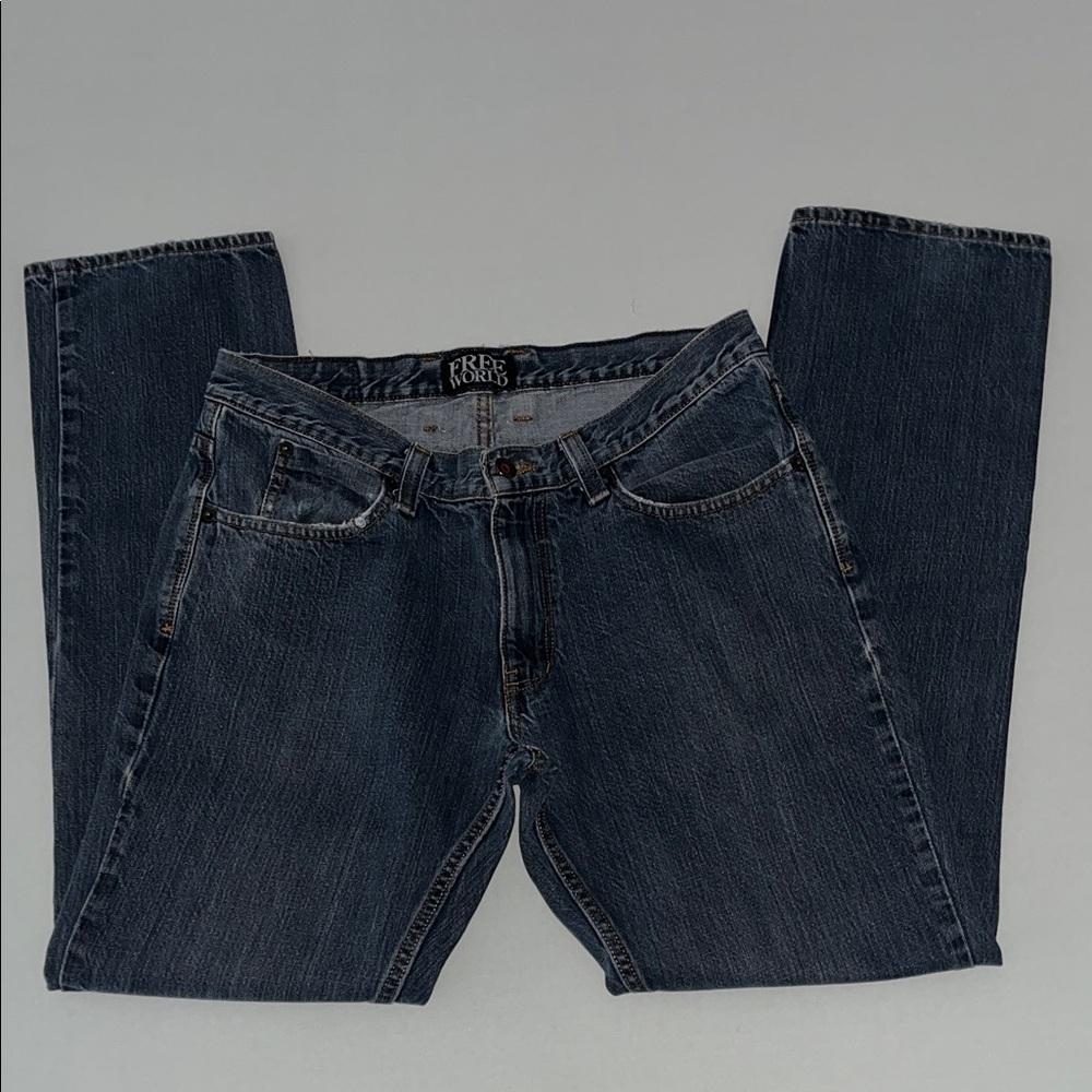 Free World Men's Slim  Fit Blue Jeans